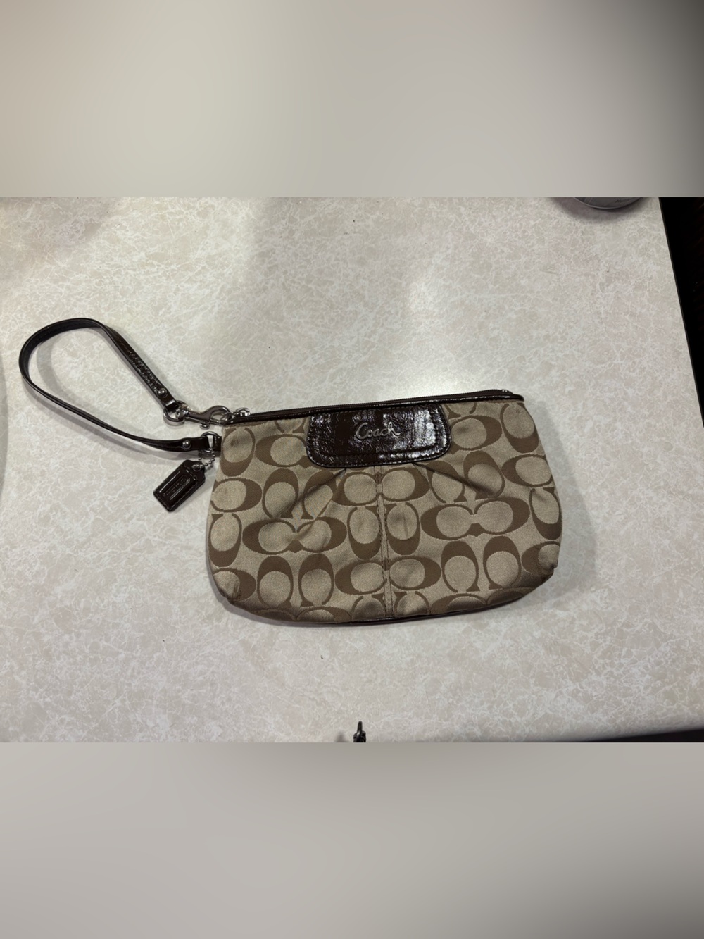 Coach Signature Canvas Wristlet in Brown